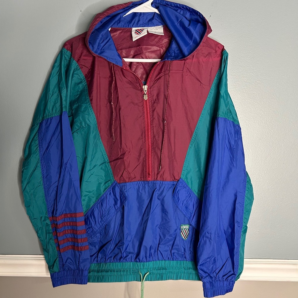 K Swiss vintage Colorblock Anorak Windbreaker Jacket Men's vtg outdoor gorpcore